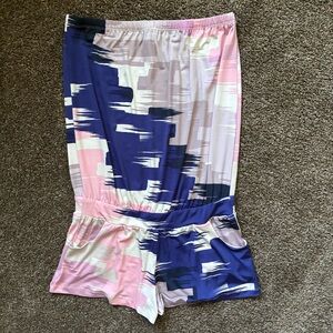Tori Richard Strapless Romper, Abstract Print, Size Small